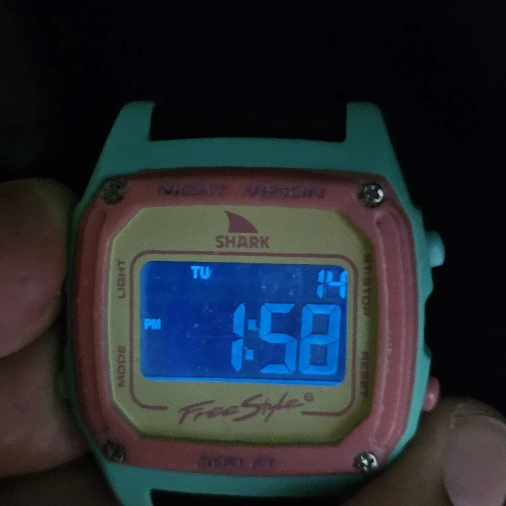Freestyle Shark Women's Digital Watch 38MM Pink Aqua NEW Black Bands NEW Battery